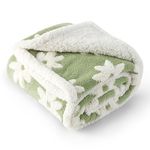 Lesure Washable Dog Blanket Sherpa - 100x120cm Waterproof Blanket for Dogs and Cats, Large Patterned Dog Throw Blankets Protects Bed and Couch Sofa with Soft Plush, 3D Textured Flower, Green