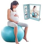 BABYGO® Birthing Ball For Pregnancy Maternity Labour & Yoga + Our 100 Page Pregnancy Book, Exercise, Birth & Recovery Plan, Anti-Burst Eco Friendly Material 65cm Includes Pump…