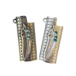 Vintage Lighter Case for Mini BIC Lighter J5, 2 Pcs Metal Leaf Pattern Lighter Holder Cover (Bonze and Silver)