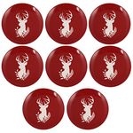 Set of 8 Red Country Stag Stoneware Dishwasher Safe Dessert Side Plates - D20.5cm