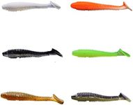 Halo ProBite Paddle Tail Swimbaits, 2.5in&2.8in Soft Fishing Lures 20pcs - Natural Oils, Ribbed Design, Paddle Tail, Hook Slot, Proven Colors - Bream & Bass Fishing Lures Baits (Black, 2.5in)