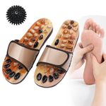 OVFD Acupressure Slippers with Jade Stone, Acupressure Sandals for Women, Reflexology Acupressure Foot Massage Slippers (Brown, Women 7-7.5 / Men 6-6.5)