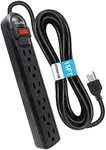 Digital Energy 6-Outlet Surge Protector Power Strip with 15-Ft Long Extension Cord, Black, ETL Listed/UL Standard