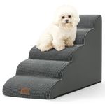 COZY KISS Dog Stairs for High Bed 22.6" H, Small Pet Steps with Leakproof Cover, High Density Foam Cat Ramp for Bed, Car or Couch, Lightweight, Durable, 15.7x33x22.6 inch, 5 Tiers, Dark Grey
