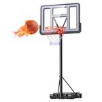 Portable Basketball Hoop, 4.8 to 10ft Height Adjustable Basketball Goal,Basketball Hoop Outdoor with 44" Shatterproof PC Backboard,Basketball Hoop & Goal for Kids/Teens/Adults