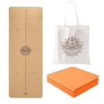 EKE Cork Folding Yoga Mat, 5mm Thickness, Standard Size, Foldable, Lightweight and Portable, travel, Suitable for Yoga, Pilates, Fitness, Sports, Training, Comes with Canvas Carry Bag Good Gift