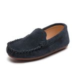 kkdom Boys Girls Moccasins Loafers Shoes Slip-on Flats Dress Shoes School Uniform Shoes Blue Size 11 Little Kid