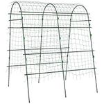 Outsunny Cucumber Trellis, 6.8ft Tall Garden Arch Trellis for Climbing Plants Outdoor, A-Frame, with PE Coated Steel Structure and Net, Support Vegetables Peas Fruits Vines