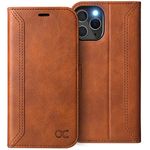 OCASE Retro Series Compatible with iPhone 12 Pro Case, Compatible with iPhone 12 Wallet Case [Card Slots][RFID Blocking][Kickstand] PU Leather Flip Folio Phone Cover 6.1 Inch (Brown)