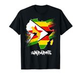 Zimbabwe Flag With Africa Map Love Zimbabwe Zimbabwean Pride T-Shirt