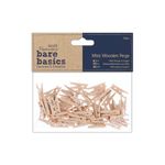 Papermania Wooden Natural Mini Pegs Pack Of 50, For Paper Craft, Decoration, Home Art Decor, Wedding, Tiny Craft Essentials