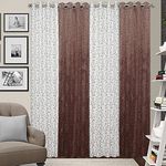 GRIHSHOBHA Heavy Velvet Textured Blackout Door Room Darkening Thermal Insulated Window Door Curtains Parde for Bedroom, Living Room Hall, 8 Feet Long, Coffee White Textured, Set of 4