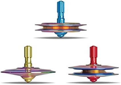 Plexity UFO Tops | Metal Spinning Tops | Triangulum Series Collector 3-Pack Set (Psychedelic Steel)