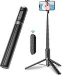 TONEOF Travel Tripod 60" Selfie Stick Tripod,All-in-1 Extendable Cell Phone Tripod Stand with Remote,Lightweight & Portable Tripod for 4-7 Inch iPhone Android/Video Recording/Travel