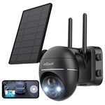 Solar Security Camera Outdoor, 2K Wireless WiFi Battery Powered Home Surveillance System, ieGeek 360°PTZ Cameras with Smart Siren, Spotlights Cam, Motion Detection, Color Night Vision,Works with Alexa