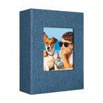 Vienrose 4x6 Photo Album for 300 Photos Linen Cover Black Pages Photo Book Large Capacity Picture Albums for Valentine Wedding Christmas Birthday (Blue, 100 pockets)