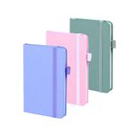 ONAVIA A6 Pocket Notebook 3 Pack, 3.5" x 5.7", Hardcover Lined Journals for School Notes, Study, Homework, Daily Planning and Journaling, 160 Pages (80 Sheets), Green, Pink, Cornflower Blue