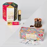 Dukhni Luxury Attar Oil Set & Oud Bakhoor Variety Box with Burner 6 Arabic Oudh Perfume Roll on OIls & Assorted Arabic Bukhoor Incense Set for men & women| Luxurious Islamic Gifts