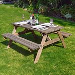 Rutland County Garden Furniture - Oakham Picnic Bench - Heavy Duty Pub Style Table and Bench - Ideal For Gardens And Patios (5 ft, Rustic Brown)