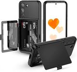 W7ETBEN Samsung Galaxy S22 Plus Wallet Case, S22 Plus Case with Kickstand Built-in Mirror Heavy Duty Protection Shockproof Card Holder Cover for Galaxy S22 + 6.6” (Black)