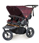 Out ‘n’ About Nipper Double Stroller | Tandem Pushchair | Newborn - 4 Years | All-Terrain Twin Buggy | Brambleberry Red | Rain Cover and Removable Basket Included