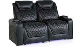 Valencia Oslo XL Home Theater Seating | Premium Top Grain Italian Nappa 11000 Leather, Power Headrest, Power Lumbar Support, Extra Space, 400 lbs Capacity (Row of 2 Loveseat, Black)