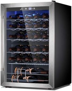 Electactic Wine Cooler Refrigerator 4.4 Cu.ft, 37 Bottle Freestanding Cabinet Wine Cellars, Wine Fridge with Glass Door for Home Use, Protecting Your Reds and Whites