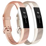 Tobfit Waterproof Sport Bands Compatible with Fit bit Alta/Alta HR/Ace, Soft TPU Replacement Wristbands, Small, Champagne Gold/Rose Gold