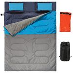 Double Sleeping Bags for Adults 2 Person with 2 Pillows and 1 Emergency Sleeping Bag, Waterproof Sleeping Bag Converts into 2 Single for Camping, Hiking, Backpacking & Outdoors (3-4 Seasons, Blue)