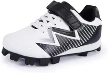 Sooneeya Molded Baseball Cleats Boys Outdoor Softball Cleat Girls Low Top Athletic Shoes Black Size 1.5 M US Little Kid