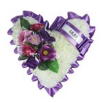 Just Because Silk Flowers Customiseable Artificial Flowers Wreath for Funeral or Grave - Heart Shaped Tribute with Roses and Anemones