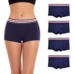 ZLYC Women Cotton Boyshorts Comfort Breathable Panties Stretch Underwear,4 Pack Navy Blue,M