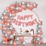 Party Propz Birthday Decoration Items for Girls - 78Pcs Rose Gold Birthday Decoration | Rose Gold Balloons for Birthday | Birthday Decorations for Girls | Happy Birthday Banner (Cardstock)