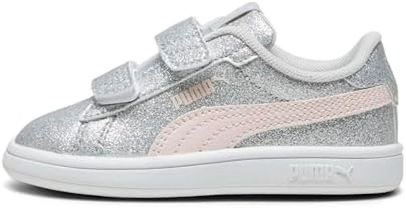 PUMA Unisex-Child Smash Hook and Loop Sneaker, Glacial Gray-Frosty Pink, 9 Toddler