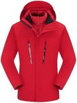 Men's winter jacket coat 3 in 1 snow ski jacket waterproof windproof jacket men's warm down jacket (US, Alpha, X-Large, Regular, Regular, deep red)