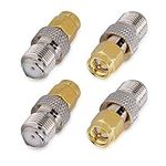 kwmobile F-Connector Female to SMA Male Adaptor - Pack of 4 - Coaxial Cable Adapter Aerial Antenna F-Type Plug Coax CATV RF Converter Multipack Set