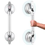 DAREN MEDICAL Shower Handle Upgraded 17 inch Grab Bar for Bathtub,Shower Handles with Strong Suction Cup Grab Bar,Bathroom Safety Grab Bar for Handicap Elderly Seniors and Disabled,Heavy Duty Silver