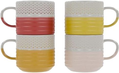 American Atelier Coffee Mug | Set of 4 | 4-Inch Stoneware Cup for Coffee, Tea, Latte, and Hot Chocolate | Coffee & Breakfast Bar, Kitchen Cups | Dishwasher and Microwave Safe; Assorted Color
