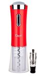 Ozeri Nouveaux II Electric Wine Opener in Red, with Free Foil Cutter, Wine Pourer and Stopper