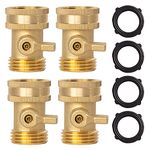 Xiny Tool Brass Garden Hose Shut Off Valve, Heavy Duty 3/4 Inch Solid Brass Garden Hose Shut Off Valve with 4 Extra Rubber Washers (4)