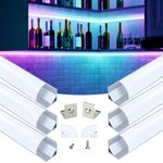 Muzata 6Pack 3.3ft/1Meter 30x30mm V-Shaped Spotless Aluminum LED Profile System with Milky White Cover Lens Frosted Diffuser, Super Wide Aluminum Channel Track for Light Strip V101