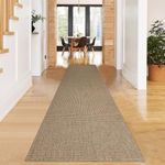 Ivissy Braided Runner Rug 2.6x10 Ft Washable Runners for Hallways Kitchen Runner Rug with Rubber Backing Cotton Long Entryway Runner Indoor, Woven Carpet for Hall Kitchen Entryway, Natural