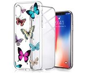 Idocolors Clear Case for iPhone XR, 6.1”Soft Soft Flexible Silicone Shockproof Back Protective Cover,Cute Personalized Pretty Butterfly Girly&Boys Cases for iPhone XR