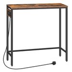 HOOBRO Console Table with Power Outlets, Slim Console Table with Charging Station, Hallway Table, Narrow Sofa Table for Small Space, Hallway, Entryway, Living Room, Rustic Brown and Black EBF75KXG01G1