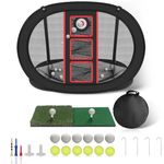 Pop Up Golf Chipping Net,QGF Indoor Outdoor Golfing Target Kits for Backyard Accuracy and Swing Practice with 6 Solid Balls 6 Practice Foam Balls