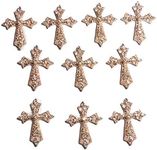 10pcs Rose Gold Diamante Rhinestone Cross Embellishments Flat Back Crystal with Sparkly Grade A Rhinestones