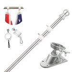 TALITARE Flag Pole with Bracket,5FT Flagpole Kit American Flag with Pole Holder Mounting Bracket Stainless Steel Heavy Duty for Garden Yard Truck Boat Rustproof (Flag Pole with Silver Bracket, 5FT)