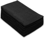 Cotton Craft - 8 Pack - Euro Cafe Waffle Weave Terry Kitchen Towels - 16x28 Inches -Black - 400 GSM Quality - 100% Ringspun 2 Ply Cotton - Highly Absorbent Low Lint - Multi Purpose