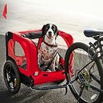 SDHYL Dog Bike Trailer, Portable Pet Bicycle Trailer on Wheel, Foldable Dogs Cart - Back/Front Entry, Storage Bag and Safety Rope & Flag, Pet Stroller Dog Bike Carrier, Red