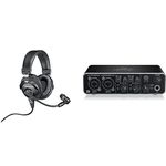 Audio-Technica BPHS1 Broadcast Series Broadcast Stereo Headset & Behringer U-PHORIA UMC202HD Audiophile 2x2, 24-Bit/192 kHz USB Audio Interface with Midas Mic Preamplifiers